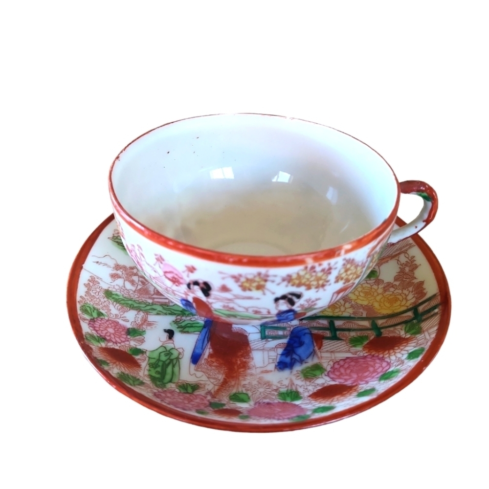 Vintage Geisha Ware hand painted made in Japan tea cup and saucer set
